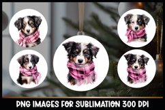 Cute Aussie Dog Christmas Round Ornaments I Pink Christmas Product Image 1