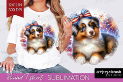 Australian Shepherd Dog Round Tshirt Background Patriotic Product Image 1