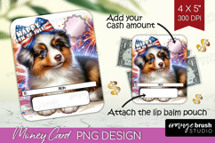 Australian Shepherd Dog Money Card PNG 4th of July Money Product Image 1