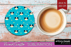 Australian Shepherd Dog Round Coaster Cute Chibi Puppy PNG Product Image 1