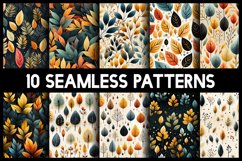 10 Seamless Autumn Leaves Patterns Bundle Product Image 1