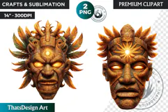 Tiki Mask totem Cliparts, Polynesian Art, Tiki bar, hawaiian Product Image 1