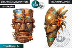Tiki Mask totem Cliparts, Polynesian Art, Tiki bar, hawaiian Product Image 1