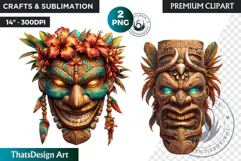 Tiki Mask totem Cliparts, Polynesian Art, Tiki bar, hawaiian Product Image 1