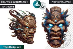 Tiki Mask totem Cliparts, Polynesian Art, Tiki bar, hawaiian Product Image 1