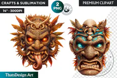 Tiki Mask totem Cliparts, Polynesian Art, Tiki bar, hawaiian Product Image 1