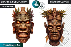 Tiki Mask totem Cliparts, Polynesian Art, Tiki bar, hawaiian Product Image 1