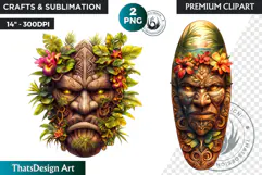 Tiki Mask totem Cliparts, Polynesian Art, Tiki bar, hawaiian Product Image 1