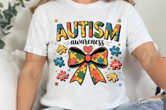Autism Awareness Coquette Retro Autism Bow Sublimation PNG Product Image 4
