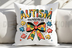 Autism Awareness Coquette Retro Autism Bow Sublimation PNG Product Image 2