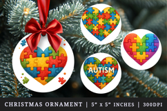Autism Awareness round ornaments sublimation design Product Image 1