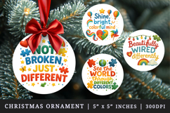 Autism Awareness round ornaments sublimation design Product Image 1