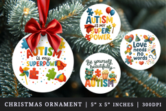 Autism Awareness round ornaments sublimation design Product Image 1