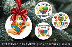 Autism Awareness round ornaments sublimation design Product Image 1