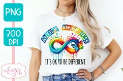 Autism Awareness PNG sublimation, It's ok to be different Product Image 1