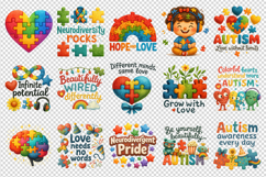 Autism Awareness clipart printable sublimation bundle png Product Image 3