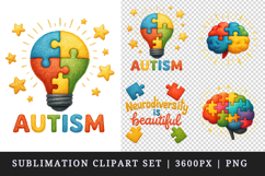 Autism Awareness clipart printable sublimation design png Product Image 1