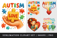 Autism Awareness clipart printable sublimation design png Product Image 1