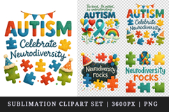 Autism Awareness clipart printable sublimation design png Product Image 1