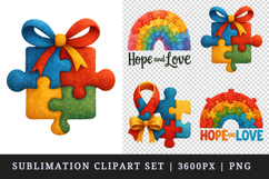 Autism Awareness clipart printable sublimation design png Product Image 1
