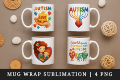 Autism Awareness mug wrap printable sublimation design Product Image 1