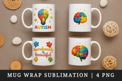 Autism Awareness mug wrap printable sublimation design Product Image 1