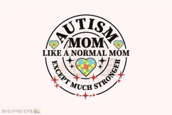 Retro Mama, Autism Mom PNG Sublimation T-shirt Design Product Image 1