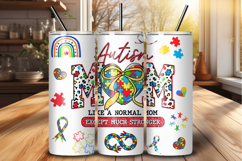 Autism Mom 20 oz Tumbler Wrap PNG, Skinny Sublimation Design Product Image 1