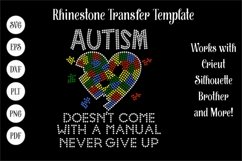 Autism Awareness - Never Give Up Rhinestone SVG Template Product Image 1