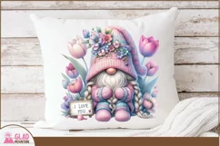 I Love You Gnome png, pastel Spring tulip gnome sublimation Product Image 5