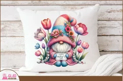 Happy Mother's Day gnome png, pastel Spring tulip gnome png Product Image 5
