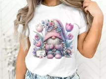 I Love You Gnome png, pastel Spring tulip gnome sublimation Product Image 2