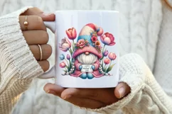 Happy Mother's Day gnome png, pastel Spring tulip gnome png Product Image 4