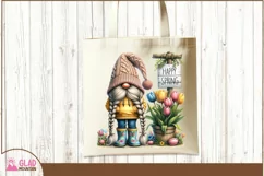 Happy Spring gnome with bucket of tulips and floral boots Product Image 6