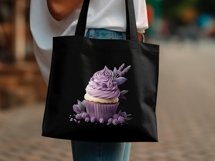 Lavender Cupcake Clipart, Floral Cupcake Clipart Product Image 4