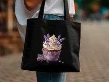 Lavender Cupcake Clipart, Floral Cupcake Clipart Product Image 5