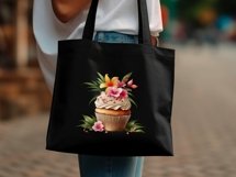 Tropical Floral Cupcake Clipart, Product Image 5