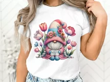 Happy Mother's Day gnome png, pastel Spring tulip gnome png Product Image 2