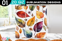 Autum Leaves Tumbler Sublimation PNG