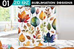 Autum Leaves Tumbler Sublimation PNG