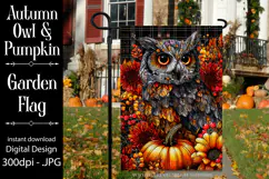 Autumn Owl Garden Flag, Sublimation Owl Garden Flag, d1 Product Image 1
