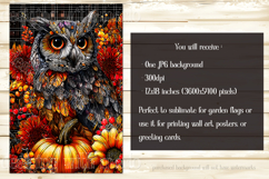 Autumn Owl Garden Flag, Sublimation Owl Garden Flag, d1 Product Image 2