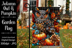 Autumn Owl Garden Flag, Sublimation Owl Garden Flag, d3 Product Image 1