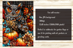 Autumn Owl Garden Flag, Sublimation Owl Garden Flag, d3 Product Image 2