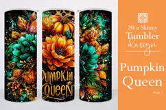 Pumpkin Queen Tumbler Wrap, Sublimation Autumn Tumbler 2 Product Image 1