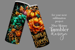 Pumpkin Queen Tumbler Wrap, Sublimation Autumn Tumbler 2 Product Image 2