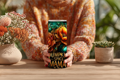 Pumpkin Spice Mama Tumbler Wrap, Sublimation Fall Tumbler w5 Product Image 4