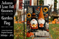 Autumn Gnome Garden Flag, Sublimation Gnome, I Love Fall, d2 Product Image 1