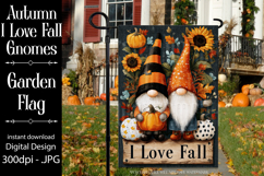 Autumn Gnome Garden Flag, Sublimation Gnome, I Love Fall, d3 Product Image 1