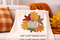 Pumpkin with Fall Leaves Embroidery Design Product Image 2
